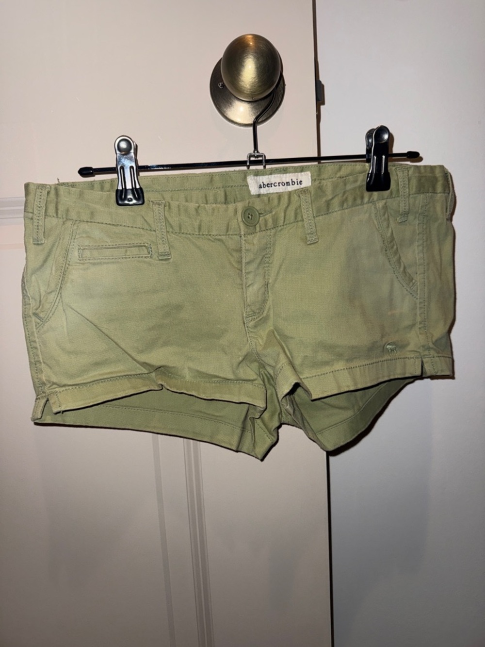 Abercrombie Light Green low rise Cotton Shorts